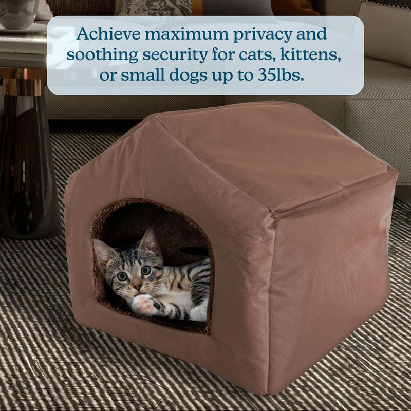 PETMAKER Dog House - Indoor Dog House with Removable Sherpa Cushioned Pad - Pet Bed for Small Dogs, Cats, or Kittens - Dog Houses by PETMAKER (Brown) - Image 3